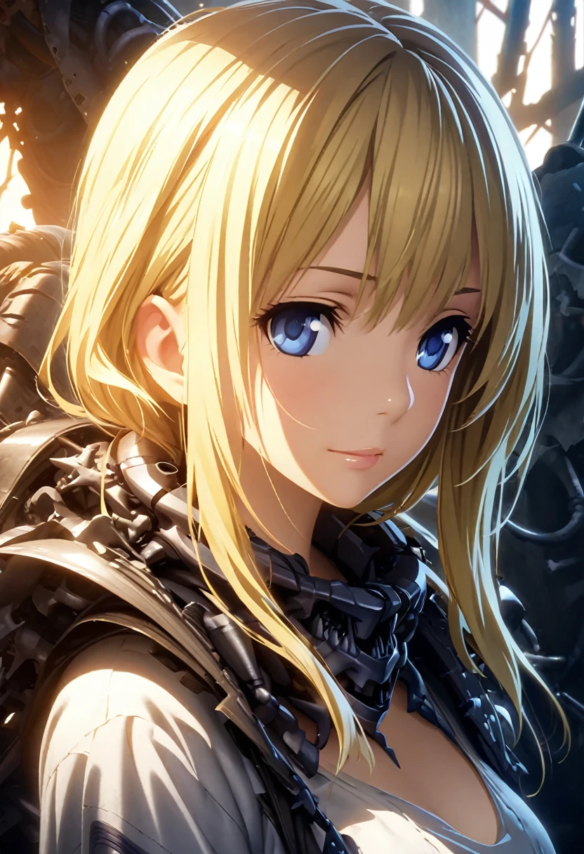 portrait, Practical, blue eyes, Blonde hair, Mid-chest, 4K resolution, High quality CG, Beautiful CG, Soft Light, Octane Rendering