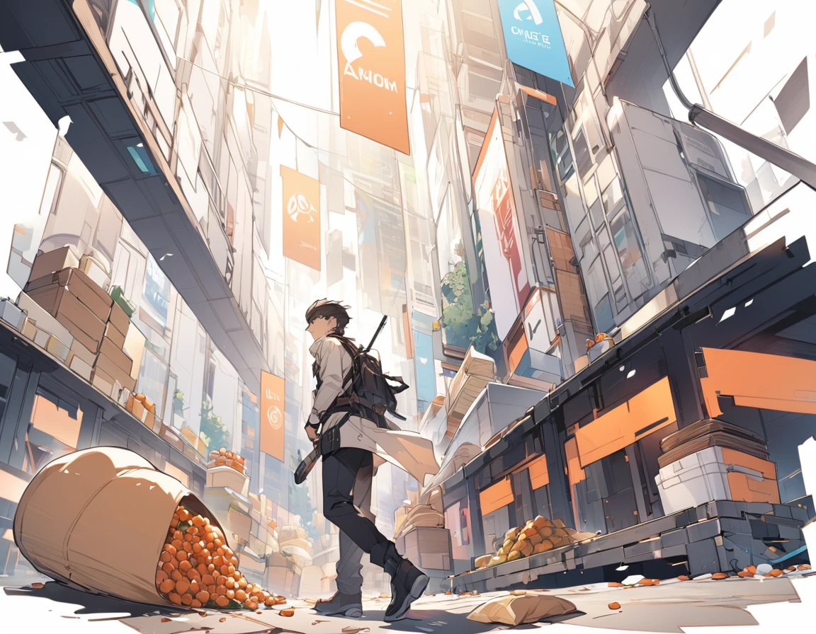 Division of food,A man emerges.