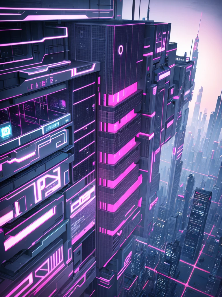 Highest quality,cyber punk,Modern building district,the way,Neon Town,Pink Moon,night,Landscape images,