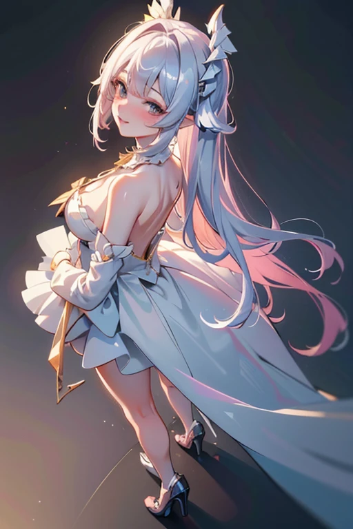 1 girl with ，Age 18 years，standing on your feet，Wearing lolita，ssmile，Feminized facial features，Straight hair，A calm posture，Porcelain-like skin，Subtle blush，a white wall，Characters shrink，fully body photo，Wear high heels（（（tmasterpiece），（Very detailed CG unity 8K wallpaper），best qualtiy，，solo，1girll，cinmatic lighting，detailed back ground，，ultra - detailed，tmasterpiece，）），ultra - detailed，offcial art，Unity 8k wallpaper，2.5D thick coating，The eye size is the same