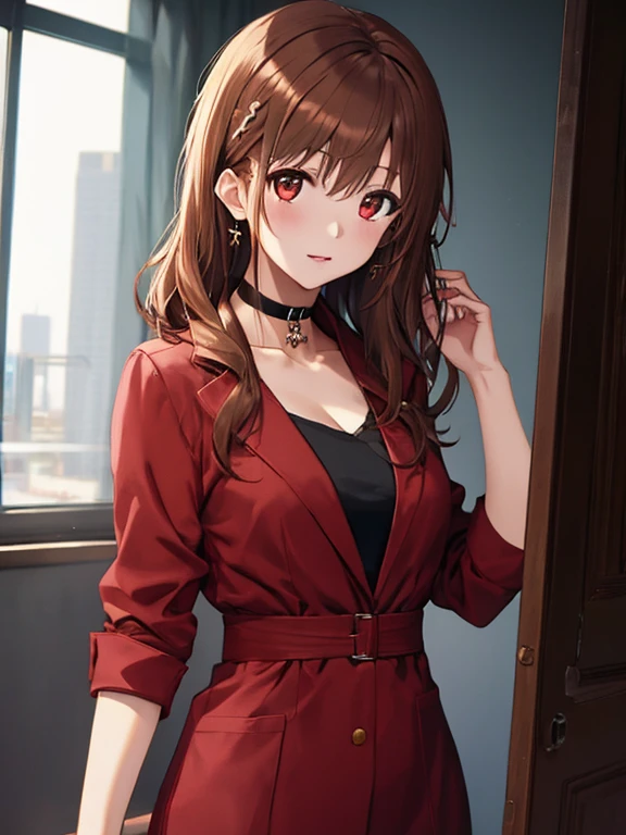 lawyer, Misaka Mikoto, 1girl, black choker, uhd, retina, masterpiece, ccurate, anatomically correct, textured skin, super detail, high details, high quality, best quality, highres, 4K