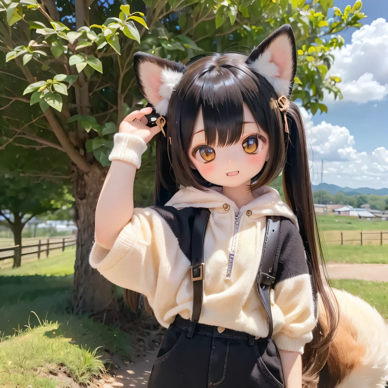 Shiba Inu girl rural scenery