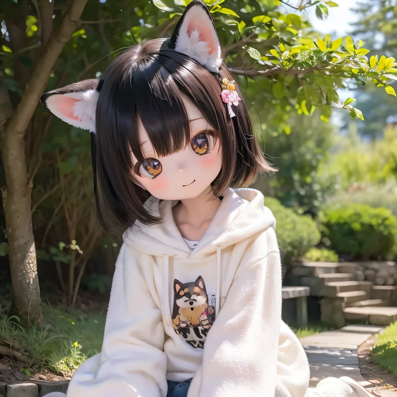 Shiba Inu girl rural scenery
