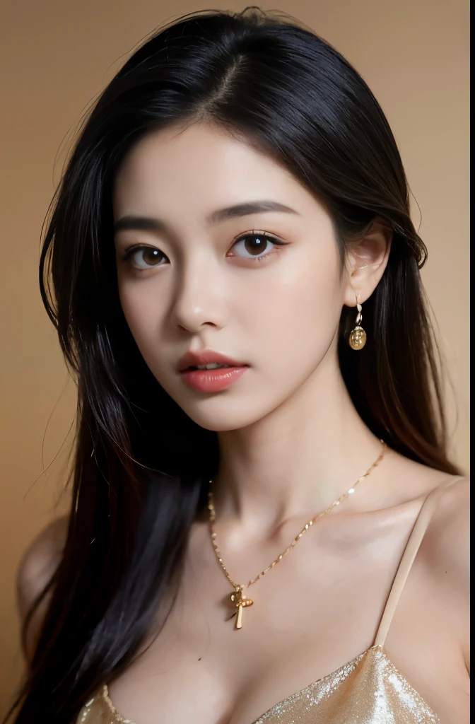 (masterpiece:1.3), (8 thousand, realistic, RAW photos, best quality: 1.4), (1 woman),(very sexy), (Beautiful makeover), (유난히 아름다운 realistic 얼굴), (Build a beautiful body) , (long eyelashes), (double eyelid), (black hair. parted, long hair:1.3), (아름다운 parted스타일), (Realistic and truly beautiful and delicate eyes), (beautiful and big breasts), (realistic and beautiful skin), (absurd), (attractive), (ultra high resolution), (extremely realistic), (very detailed), (golden ratio), (necklace), (earring), (So beautiful and sexy)