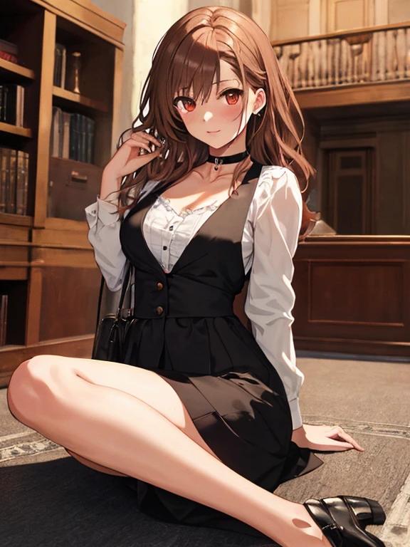 court, Objection！, lawyer, Misaka Mikoto, 1girl, black choker, uhd, retina, masterpiece, ccurate, anatomically correct, textured skin, super detail, high details, high quality, best quality, highres, 4K