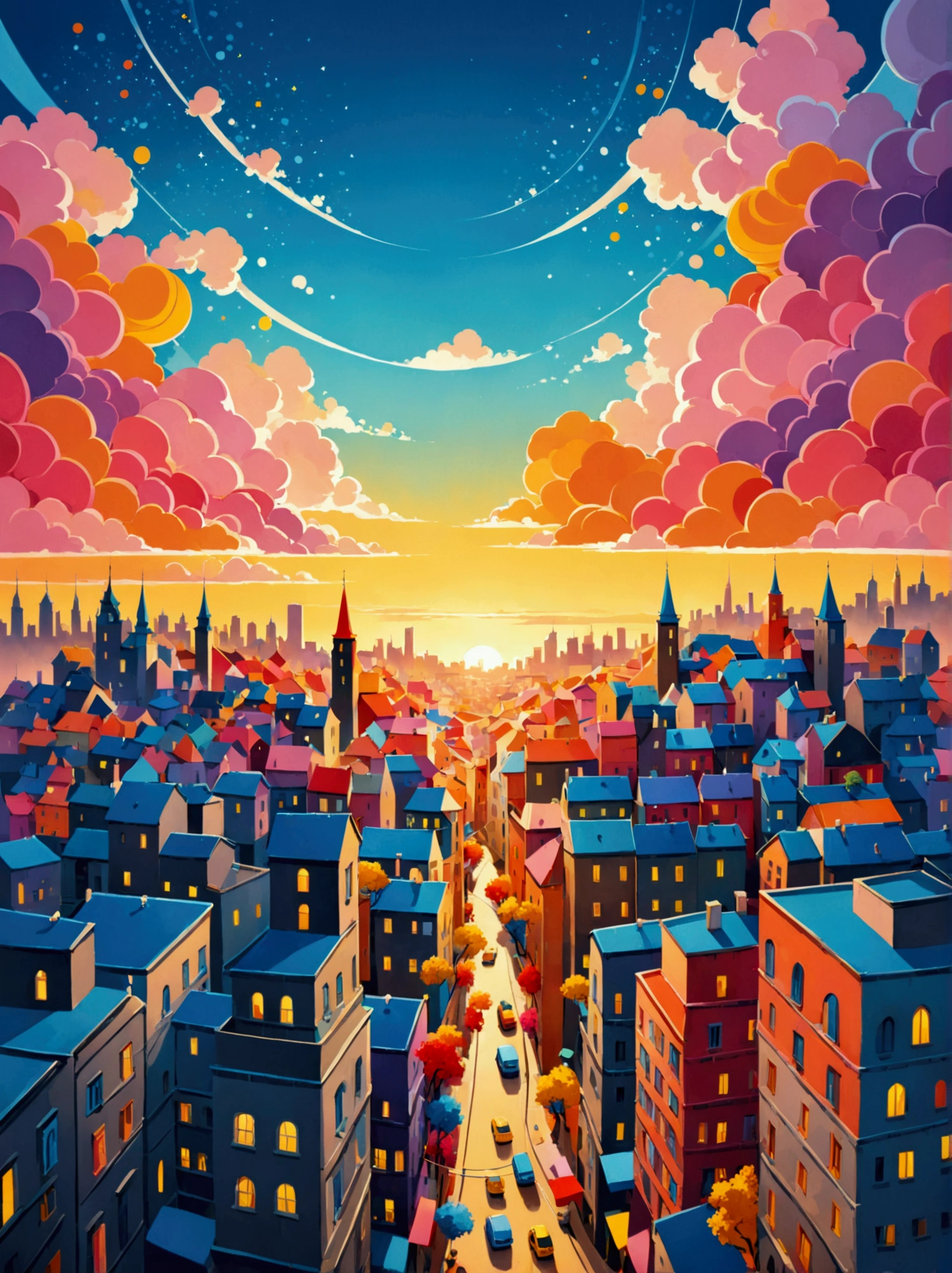 in style of Eiko Ojala, city landscape