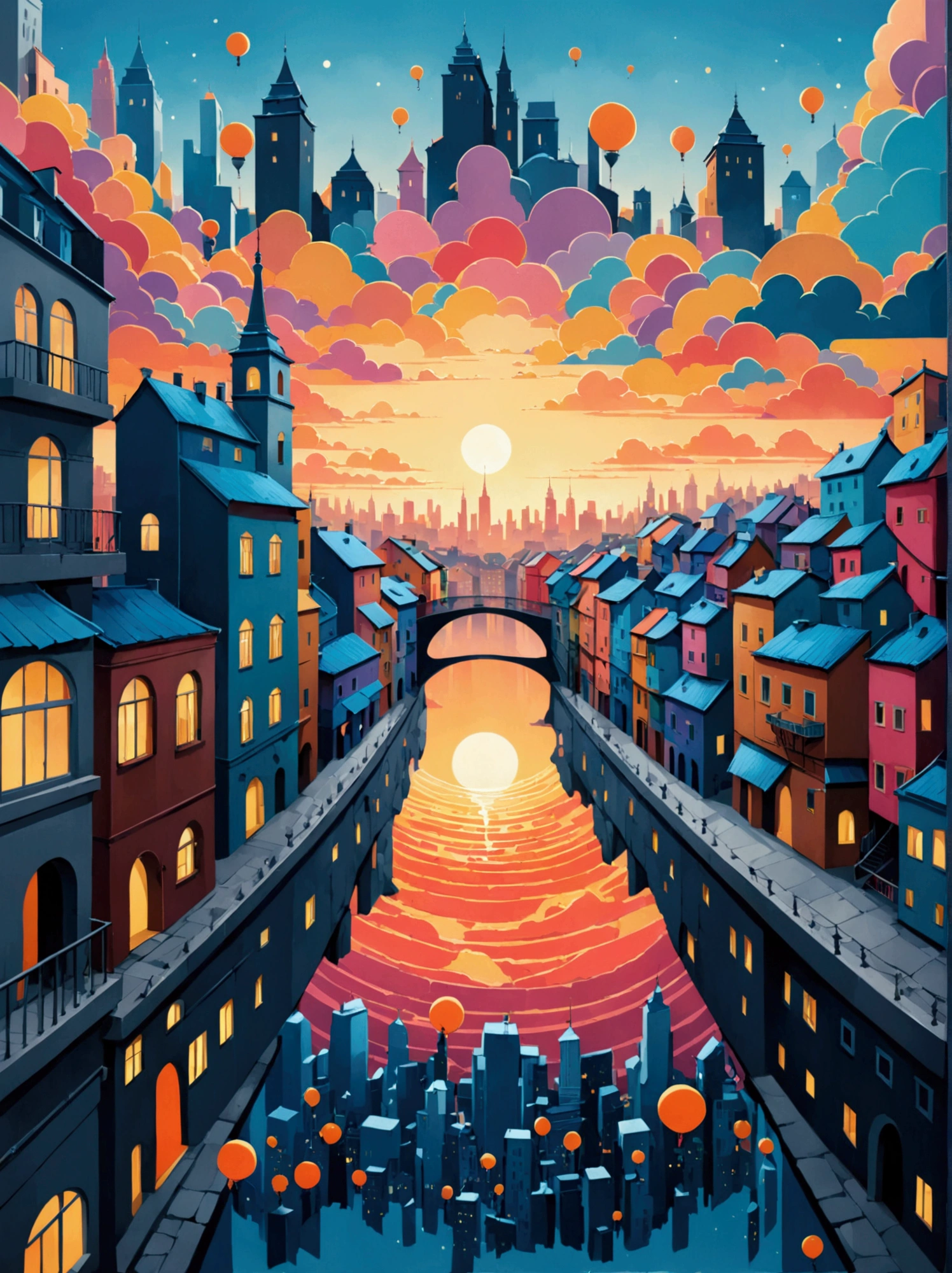 in style of Eiko Ojala, city landscape