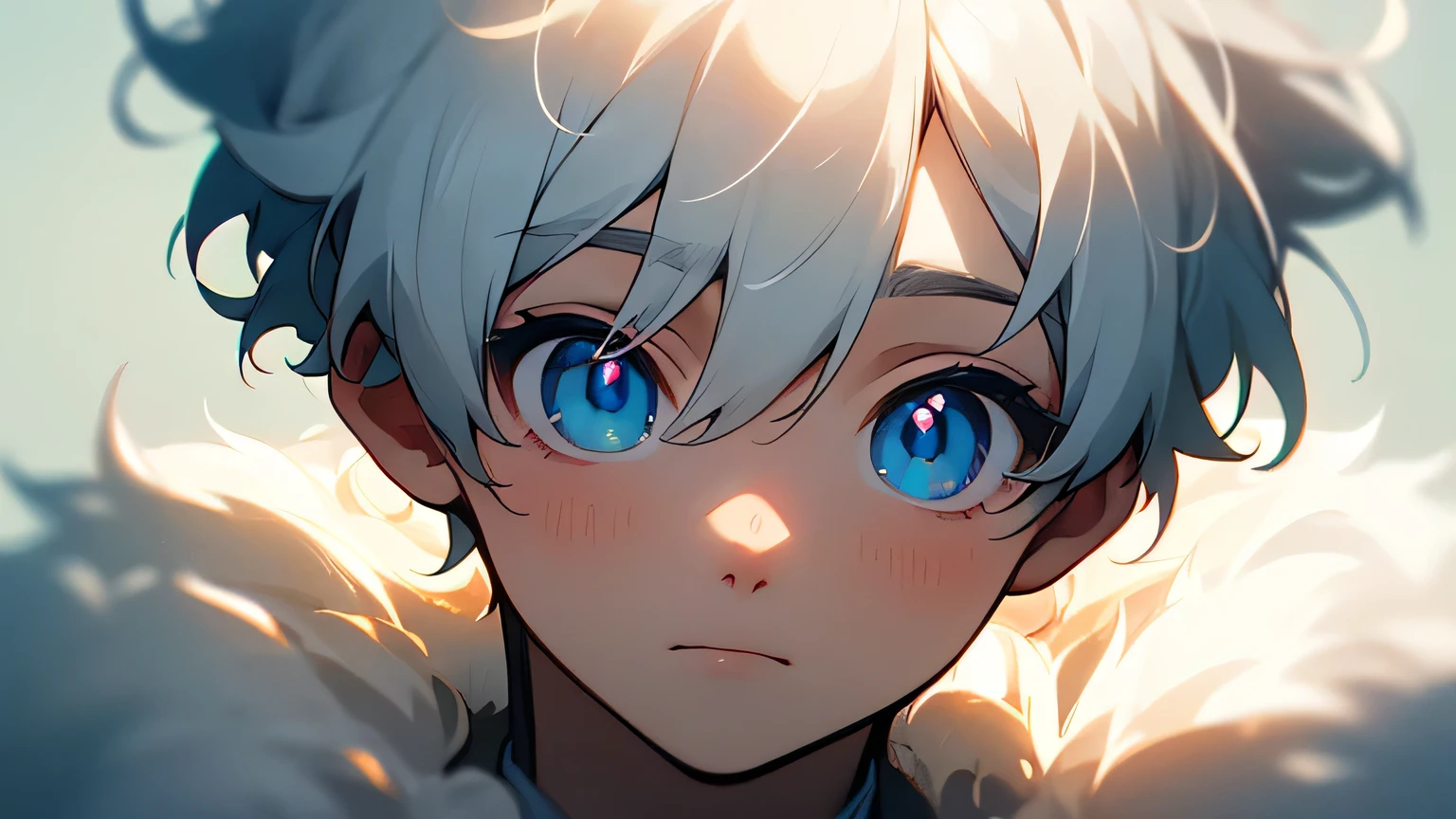 (masterpiece, Ultra-high quality, high resolution, 8K, complicated: 1.2), (Delicate face:1.2),White skin, Double eyelids , Delicate skin, a boy,Good lighting quality, ((青White skin)), Soft and cute anime style,Cute cat-eared boy with white fur,Bright blue eyes,Q version expression pack,Excellent anime
