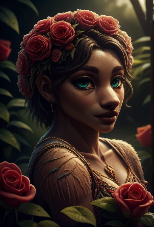 a beautiful rose anthropomorphized, where the roses have the faces of beautiful women, detailed facial features, beautiful eyes, detailed lips, long eyelashes, intricate floral patterns, detailed petals, vibrant colors, lush garden setting, natural lighting, cinematic composition, masterpiece, 8k, photorealistic, hyperrealistic, smooth rendering, highly detailed