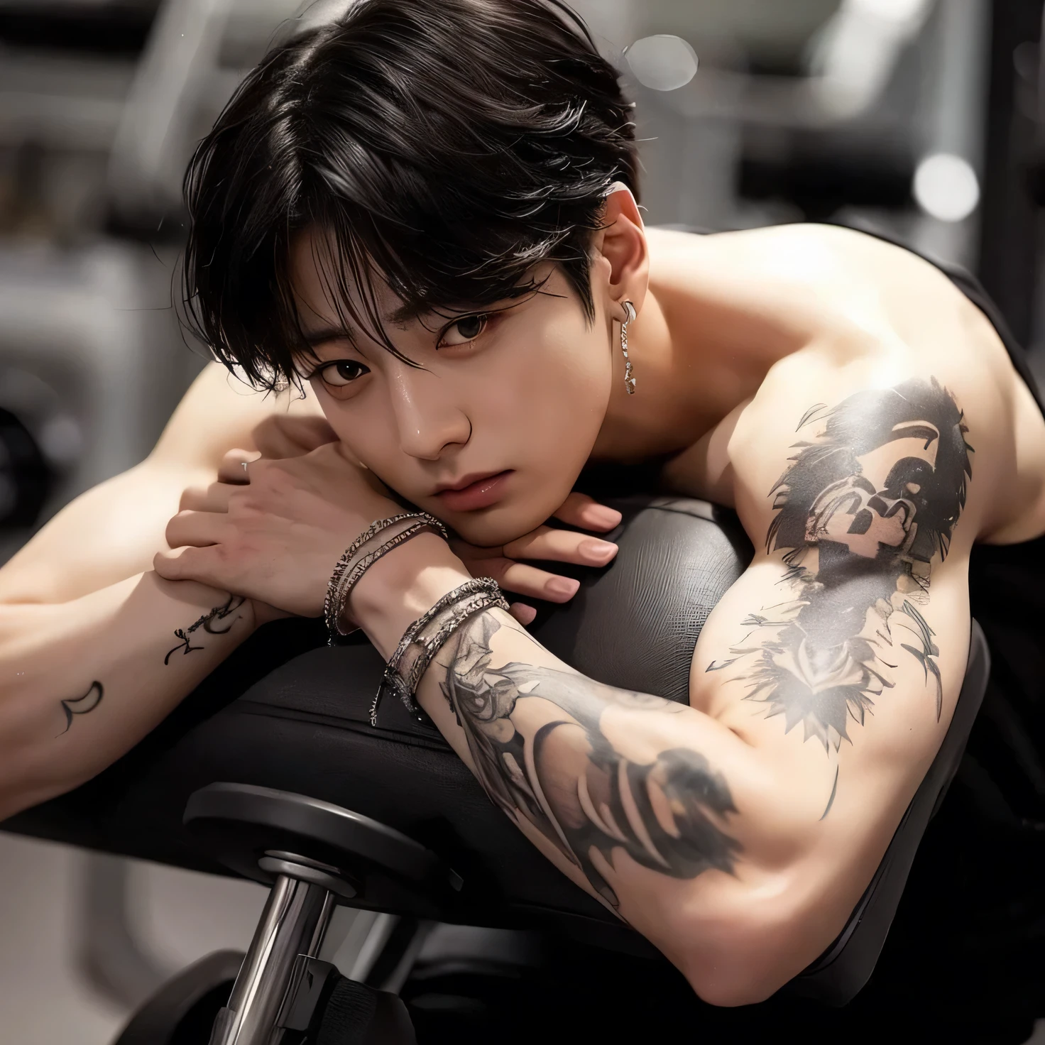 An Asian boy at the gym