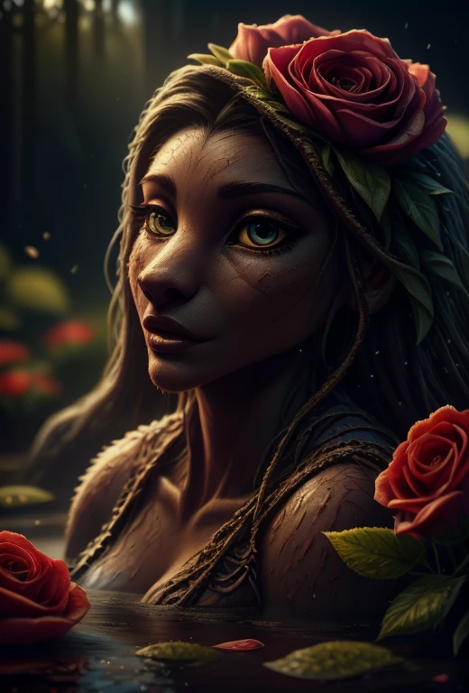 a beautiful rose anthropomorphized, where the roses have the faces of beautiful women, detailed facial features, beautiful eyes, detailed lips, long eyelashes, intricate floral patterns, detailed petals, vibrant colors, lush garden setting, natural lighting, cinematic composition, masterpiece, 8k, photorealistic, hyperrealistic, smooth rendering, highly detailed