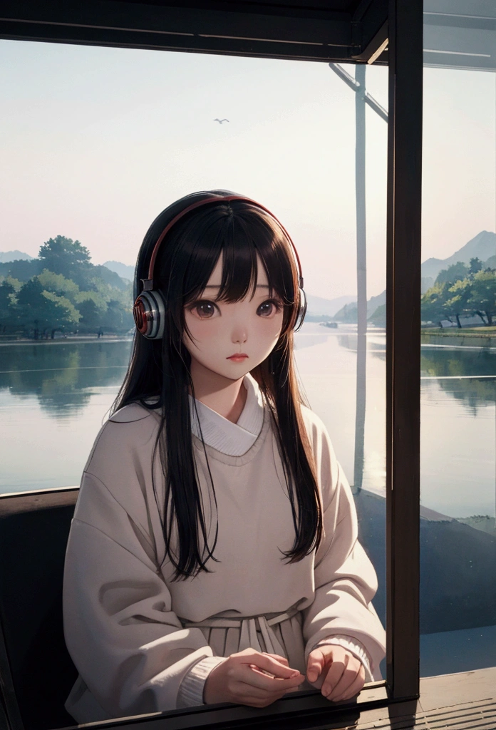 (best quality), (masterpiece), a background image for Lofi Music with a Korean girl, (Korean girl:1.3), (Lofi Music:1.3), (serene expression:1.2), (ray tracing:1.1), (realistic:1.3)