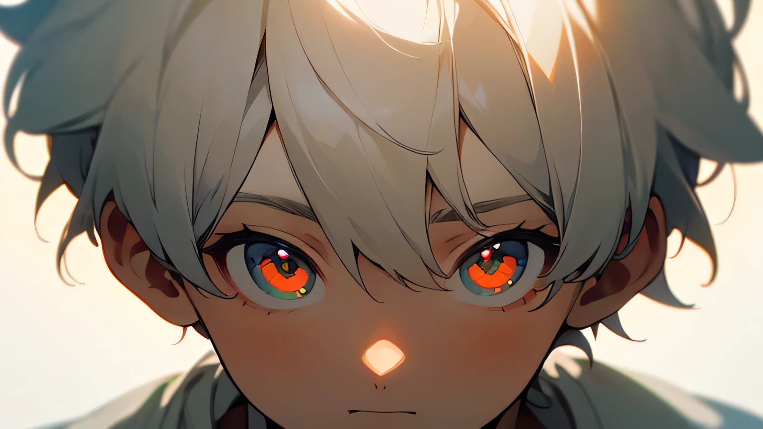 (masterpiece, Ultra-high quality, high resolution, 8K, complicated: 1.2), (Delicate face:1.2),White skin, Double eyelids , Delicate skin, a boy,Good lighting quality, ((青White skin)), Soft and cute anime style,Cute cat-eared boy wearing a white short-sleeved shirt,Bright orange eyes,Q version expression pack,Excellent anime