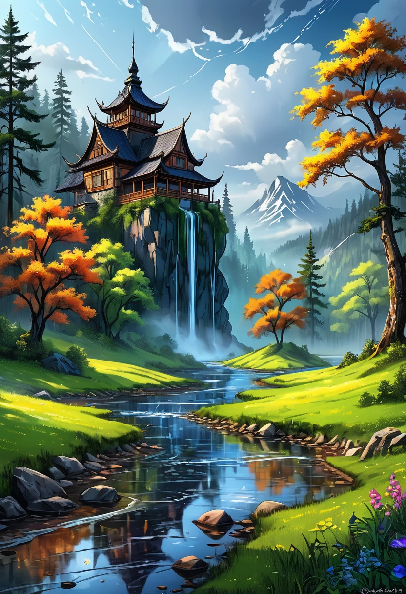 Amazing and mystical beauty, beautiful landscape of nature, magnificent, majestic, magical ✨, 5d, hdr, three-dimensional exposure, coherent, drawing pen, real cinematics, digital drawing of small details, fine art, fabulous, harmony of color, magical, masterpiece, drawing of small details, spectacular colors, professional photo, dark art, thin clear contours, subject shooting, after the rain, press release, beautiful background, vector graphics, realistic, beautiful, aesthetically pleasing