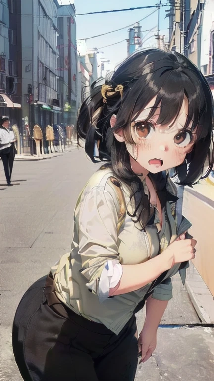(must be follow these prompts:2.2),masterpiece,best quality,extremely detailed,(in her clothing:3.0),(formal styled business suit:2.4),(adorable expression:2.5),(usual face:2.2),(displayed one girl on single picture:2.3),(black hair:2.1),(A short, slightly chubby new employee in a business suit working in modern Tokyo:2.2),(The new employee is short and wears a full-length business suit.:1.7),(A cute moan like a young girl:2.1),(その新入社員はInnocent faceをしている:1.7),(The new employee was wearing a business suit with light yellowish brown semen stains from an incident some time ago that had caused uneven staining.:1.8),(The new employee's breasts, covered by her business suit, are bulging out due to her strong sexual desire.:1.9),(Lewd love juices dripping down the inner thighs of his dark grey trousers:2.1),(clothing violated:1.9),(japanese pretty girl:1.7),(men's elected twangers were inserted her:2.3),(she was already stroked up to the depth intervaginal sensual spot:1.7),(notably buldged up her inner labia majora:2.6),(A young, shy moan:1.5),(big breasts in her clothing:2.2),(A new employee with a very innocent look while working in the office:2.3),(The new employee is short but has a slightly plump body.:1.9),(The crotch of his dark grey trousers is heavily discolored with love juice stains.:2.5),(The new employee is convulsing and dripping love juice from her pussy, which is hidden under her pants.:1.8),(The new employee's dark grey trousers, tightly encircling her plump thighs, are damp with lascivious secretions.:1.9),(The new employee endures the slush between his legs by keeping his dark grey trousers on tight.:2.5),(The corner of a young girl's body々A new employee whose entire body was toyed with by the lewd urges that wriggled wetly.:1.7),(A new employee who is always holding his crotch over his dark grey trousers:1.7),(A moan filled with childish embarrassment:1.5),(The new employee's suit-covered breasts and nipples are bulging with lust.:1.8),(The new employee's lewd body beneath her clothes is swelling slightly with her lascivious reaction.:1.6),(The new employee works very diligently.:2.5),(The new employee has short, thick legs.:1.6),(first time々New Employees:2.2),(she looks like japanese idol:2.3),(The dark grey trousers are made of a durable fabric that will never tear.:4.3),(Her bursting breasts are completely hidden under a dark grey office suit:1.8),(she looks like a lolita:2.0),(All of this happened to the new employee himself, not anyone else.:2.1),(Slimy semen was leaking from the crotch area of his dark grey trousers.:1.6),(tough business suit:2.2),(Make sure to depict the face:5.3),(Calm expression:4.3),(Innocent face:3),(The story focuses on just that one new employee.:3.3),(The only characters that appear are the new recruits.:4.2),(Portrait Style:5)