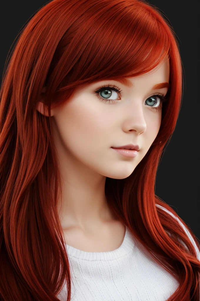 Red-haired girl, pixel art, Cute