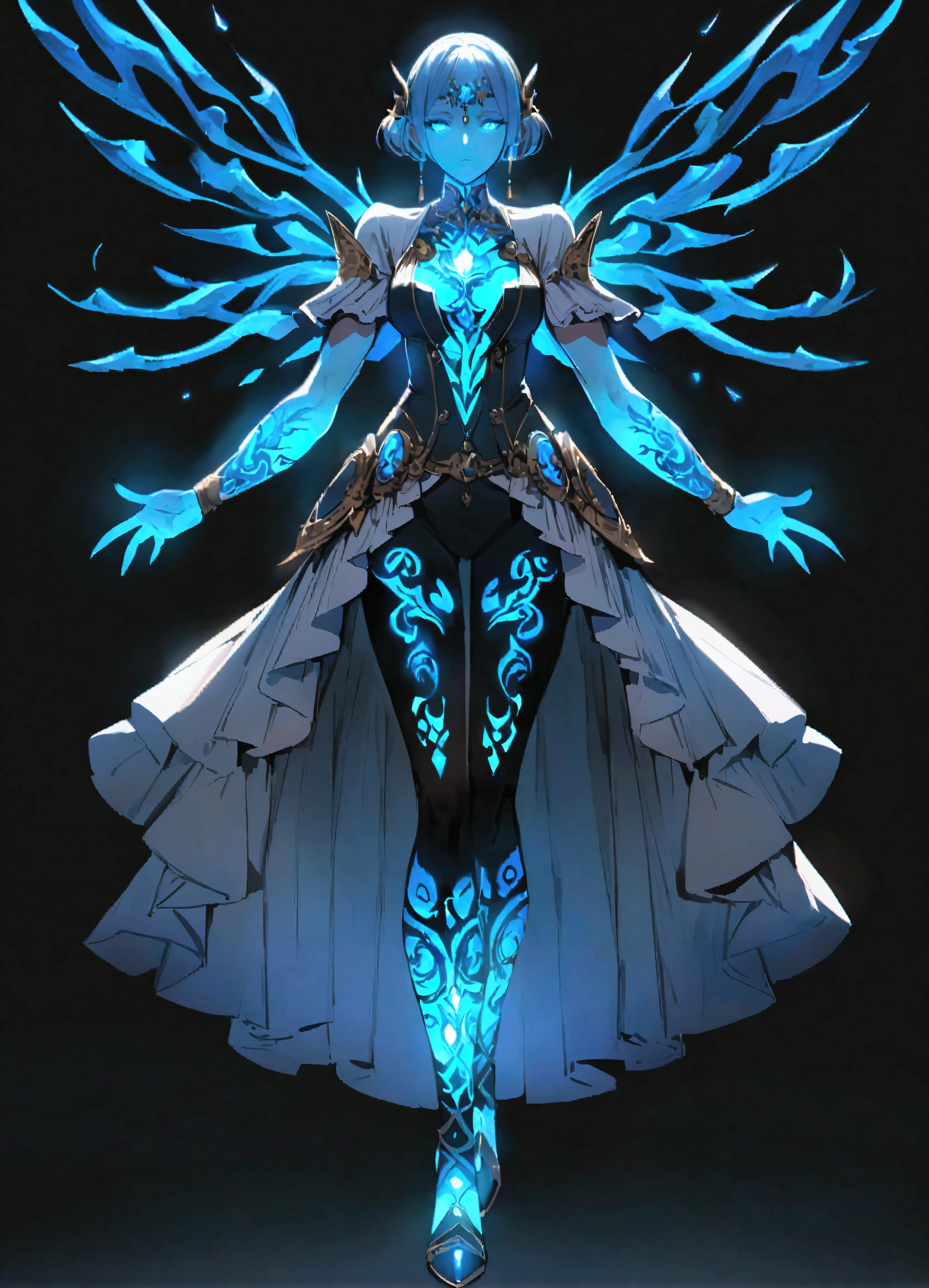 Full body glowing blue magic tattoo