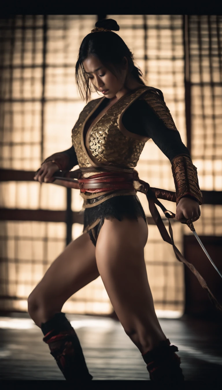 Samurai Swordsman woman In underwear Full body sexy underwear Full body sexy