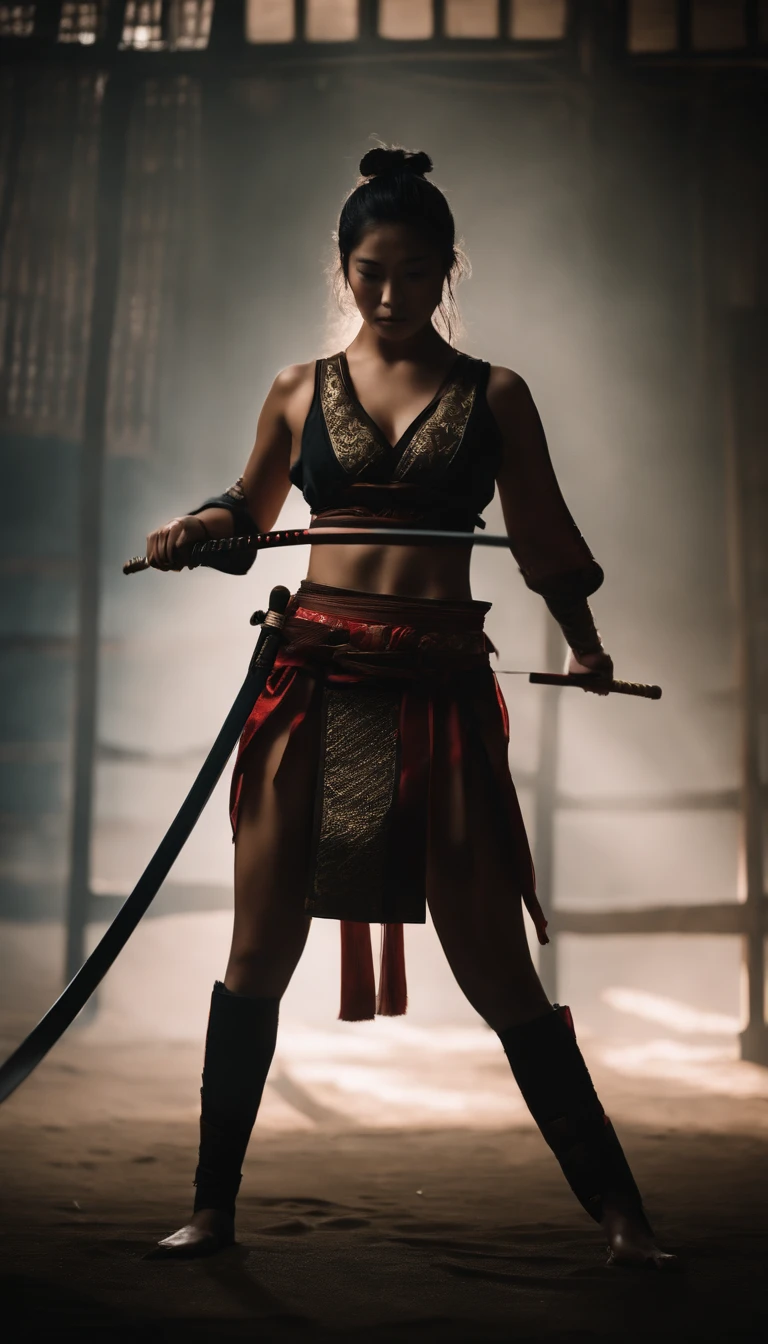 Samurai Swordsman woman In underwear Full body sexy underwear Full body sexy
