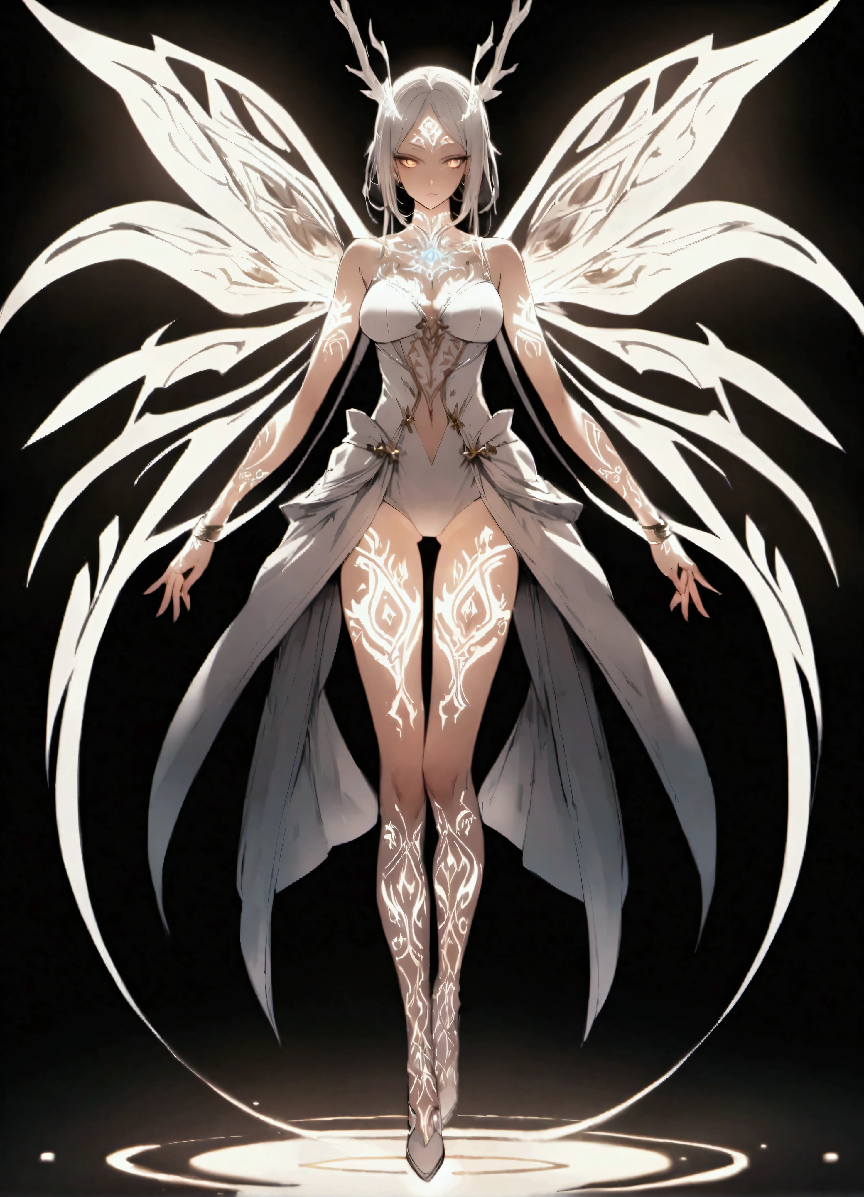 Full body glowing white magic tattoo