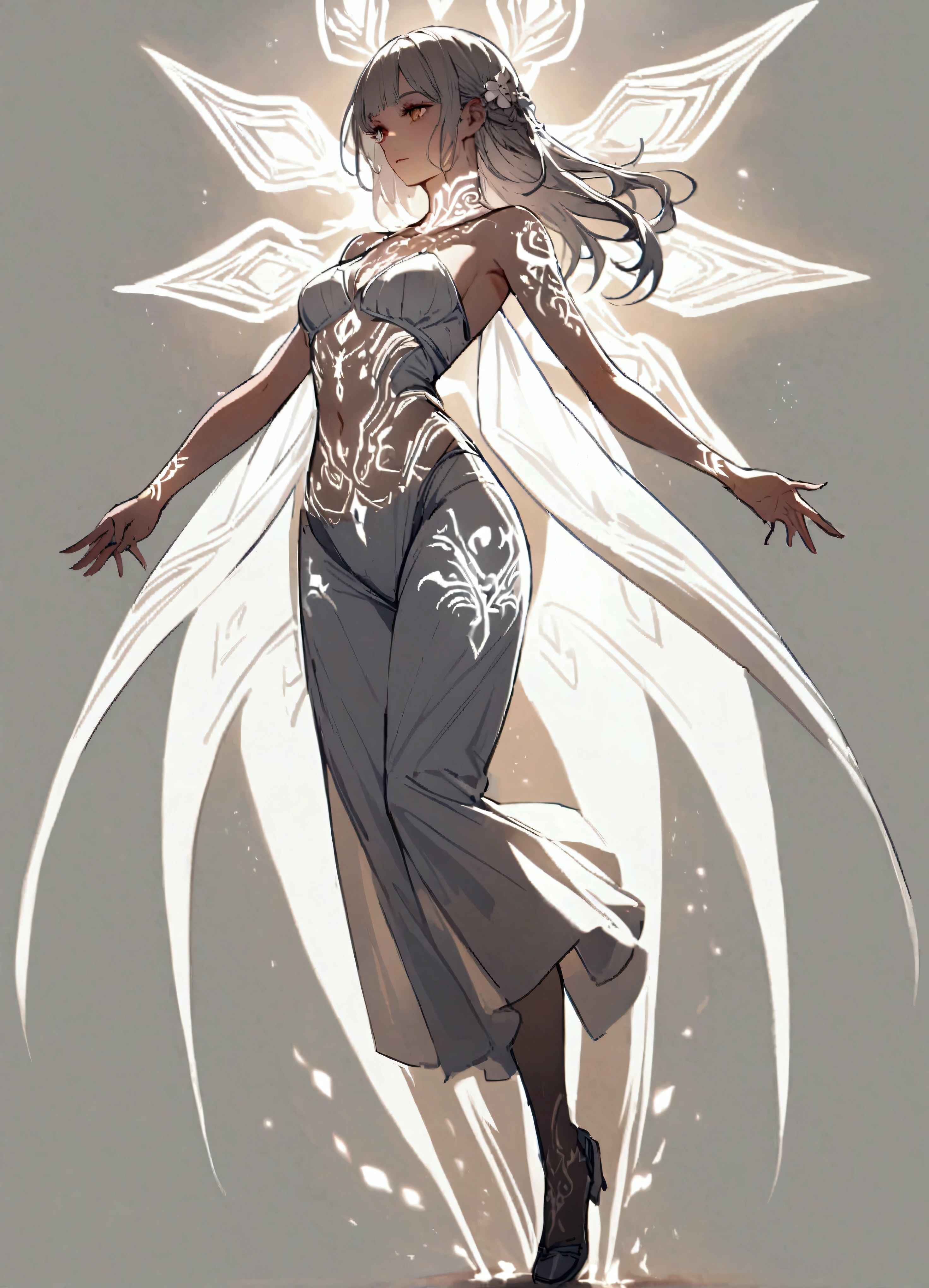 Full body glowing white magic tattoo
