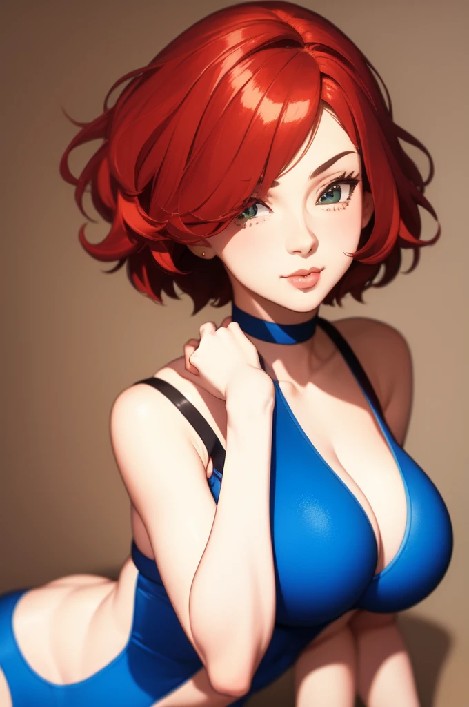 ((Best quality)), ((masterpiece)), (detailed), gwendolyn_tennyson, Red hair, short hair, costs, Swimsuit, gwen_Tennyson, Ben Ten, ярко Red hair, girl