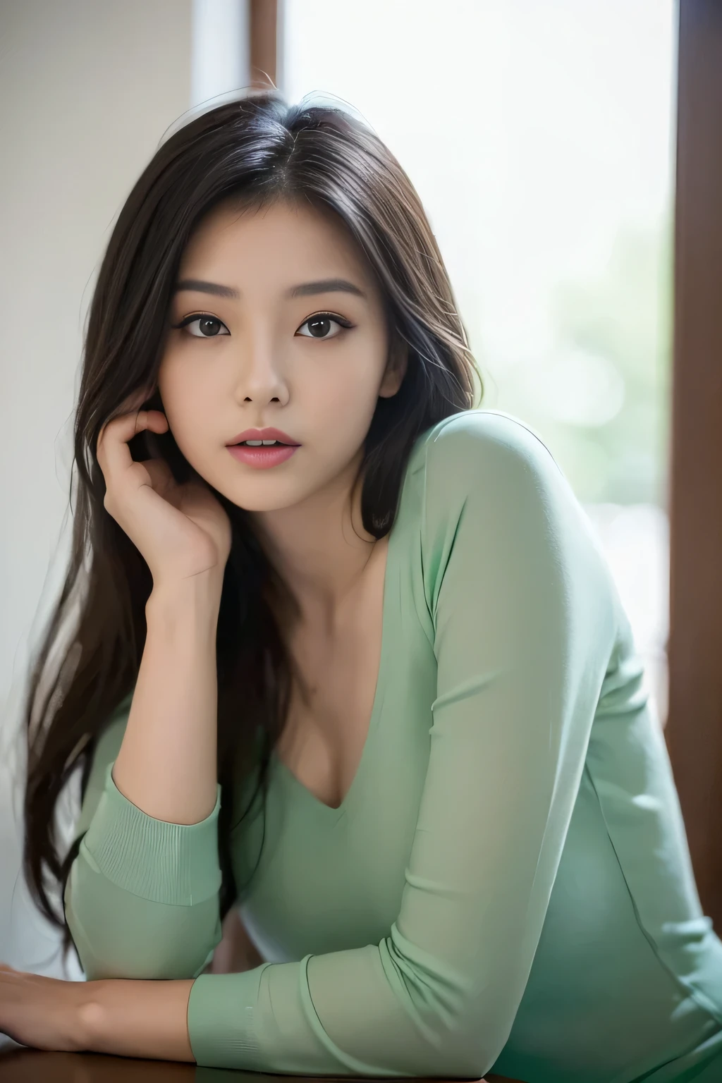 ((best qualityer:1.6), (work of art:1.2), (realisitic:1.3)), a big 28 year old Asian woman, (beautiful face with beautiful green d-shaped eyes'Amanda), ((Élancée silhouette with slim waist and excellent abdominal tones)), sexy big saggy tits, hanches courbes et longues jambes, body defined atlético perfect well distributed, (((mahogany-colored bronzeado brown skin))), (far away braided blonde hair), ((charming point of respect with makeup of the yeux foncés with mascara, eyeliner, ombre, et de longs cils)), (Gothic makeup with original eyelashes and jet black eyeshadow), Acompanhe bones legs apart of provocative forma, sexually free pose, I consider myself a sour provocateur, (front natural), bright blonde hair, ((Full-body image)), perfect hands, detailed fingers, (((peau bronzée aux lignes hâlées))), Highly detailed facial and skin texture, hyper- realism, Condescending and respectful to the camera, bare, Magnificent, Seduce a man, evil smile, dynamic pose, tilted eyes, ((Camisa branca open front unbuttoned)), ((ripped open short shorts)), exposed belly button, hands on chest, far away, luxury settee with real leather in the room, tribal tribal complex, bas des seins visible, Face ultra detailed, chopped yeux, wear lace lingerie, (Sexy clothes look out of place in Poitrina's lingerie), ((Visible interior lait, It is visible with les côtés and les parties visible)), (Asymmetrical and messy hair), (bare feet), (naked legs), wear a transparent shawl, without bra, peau moite et éclatante, mostly cloudy sky, (legs spread open, knees up, Spread your crotch), (darkskin), high resolution, photorrealistic