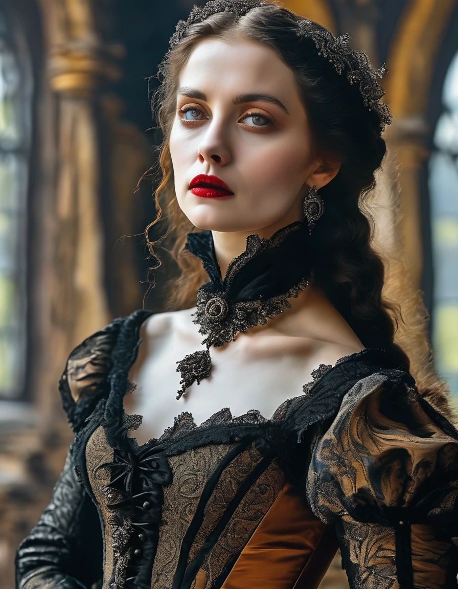 Masterpiece, high quality, best composition, Beautiful woman in Gothic style, full-length portrait.