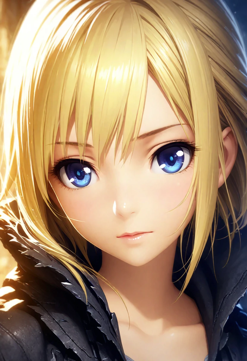 portrait, Practical, blue eyes, Blonde hair, Mid-chest, 4K resolution, High quality CG, Beautiful CG, Soft Light, Octane Rendering