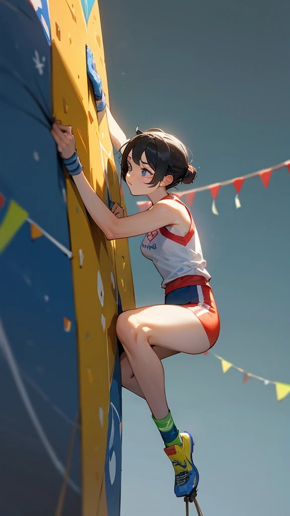 Competing in sport climbing at the Olympic Games。
