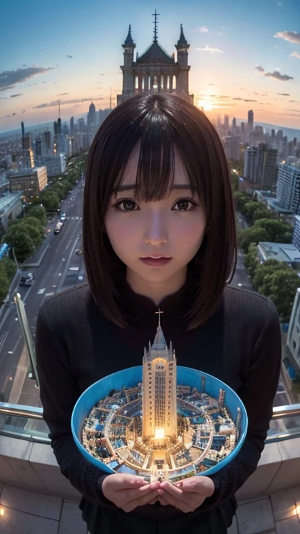 Adolfo Hohenstein, Toriko Chiya, Surreal, mysterious, strange, Fantasy, Fantasy, sf, Japanese anime, Blueprint of the Tower of Babel, Blueprint, perspective, perspective, cross section, Deployment Diagram, Reaching the sky.A miniskirt beautiful girl researcher examines the Blueprint, A masterpiece with attention to detail、Perfect volume body, detailed masterpiece hyper realistic hyper fine lines sharp focus cinematic lighting wide angles perspectives bird’s eye views looking up looking down vibrant colours