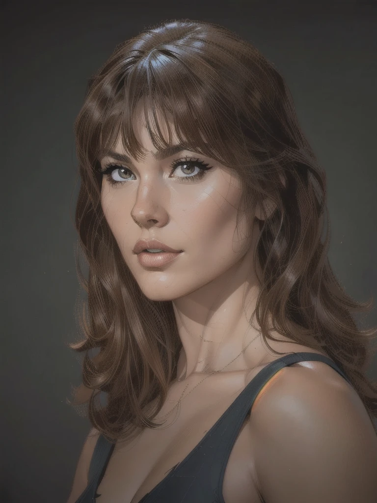 (detailed), comic book style, outline the most defined lines of the face, beautiful woman, (intricate linework:1) outlines, front view, close view at her face, realistic, ultra resolution, best quality, high quality, masterpiece, high detailed, 8K, 4K, computer graphics, american comics