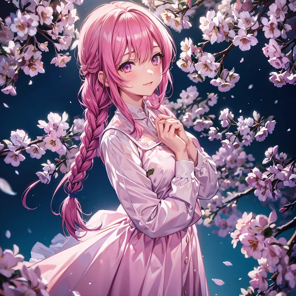 Sky Blue Medium Hair, (Braided Hair),(Pink Eyes),Fair skin ,(whole body),(1 girl)、Christmas、Santa Costume、present、Straight bangs,(masterpiece, Highest quality, Very detailed, Best Shadow), (Detailed Background), (Beautifully detailed face), High Contrast, (Best lighting, Very delicate and beautiful), ((Cinematic Light)), colorful, Hyper Detail, Dramatic Light, Intricate details,snow、
