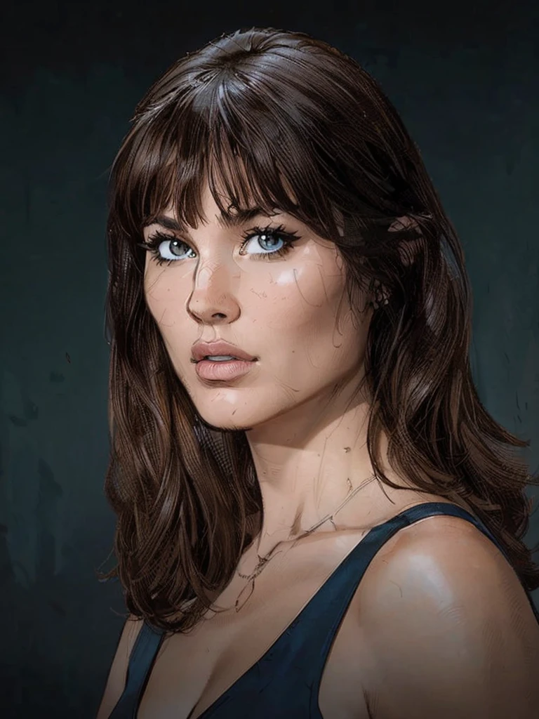 (detailed), comic book style, outline the most defined lines of the face, beautiful woman, (intricate linework:1) outlines, front view, close view at her face, realistic, ultra resolution, best quality, high quality, masterpiece, high detailed, 8K, 4K, computer graphics, american comics