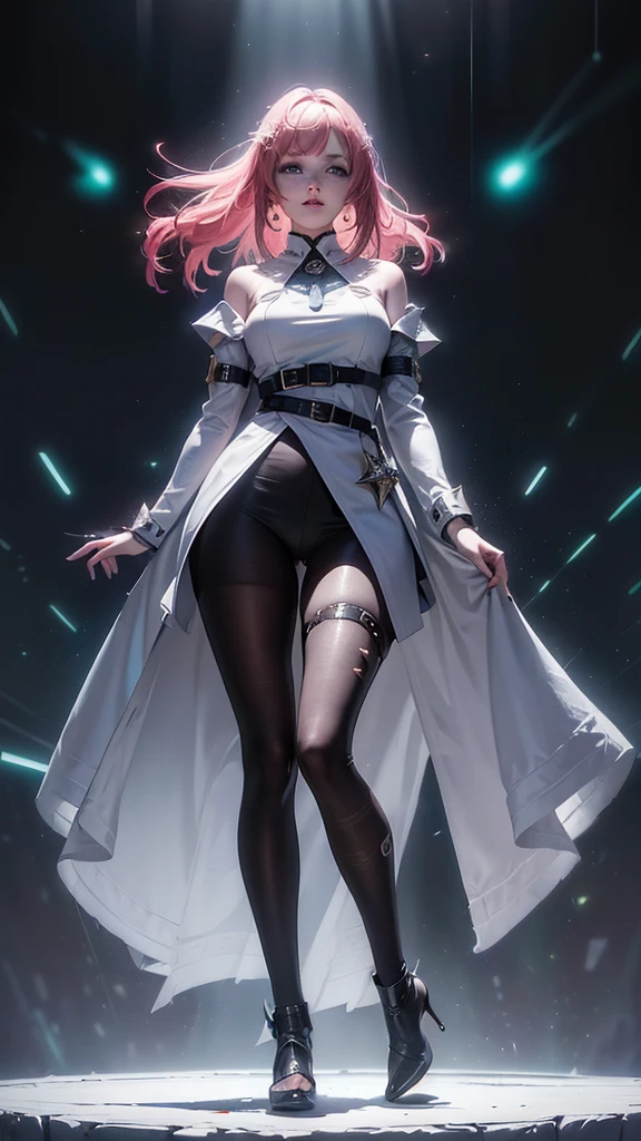 (((full body photo)) (full body:1.5),(1girl:1.3),(view the viewer:1.4),(anatomy correct:1.45),(Wear printed fantasy Crusader Plate and point-toe heels ,and very thick printed pantyhose :1.35), (Light particle effect:1.3),(In pink | amarelo | blue colors| green color |red colour | white colors| black in color| purpleish color| greys| Beige| Flesh color 1.4),(Glowing eyes:1.3),(Large amplitude action: 1.3),(Accurate and perfect face:1.4),hyper HD, Ray traching, reflective light,structurally correct, Award-Awarded, high detal, lightand shade contrast, Face lighting,cinmatic lighting, tmasterpiece, super detailing, high high quality, high detal, best qualityer, 16k,High contrast,