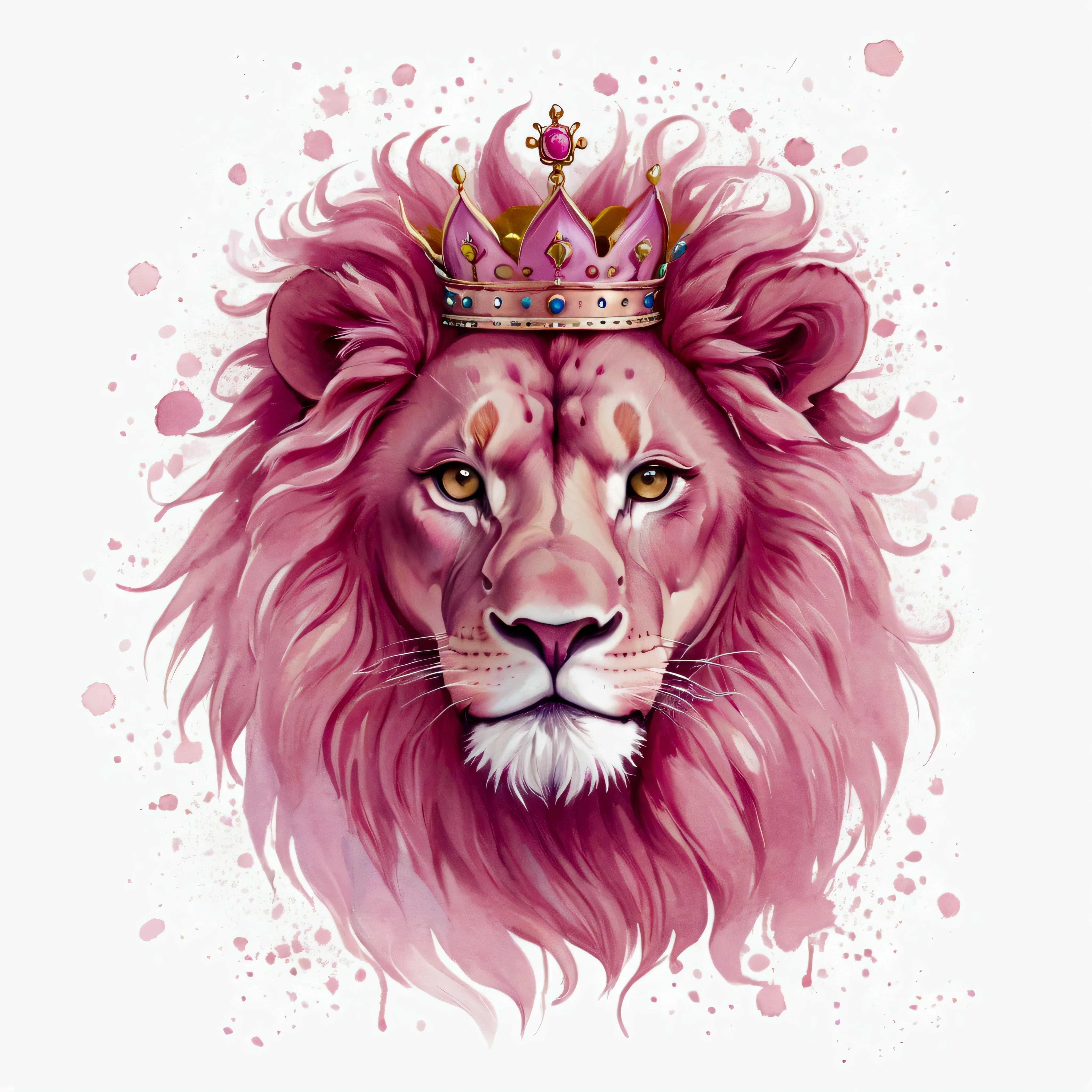 a pink lion with a crown
