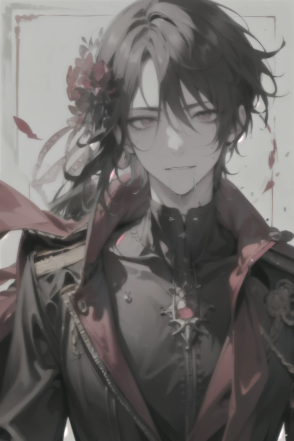 ((A large crimson flower:1.1)).