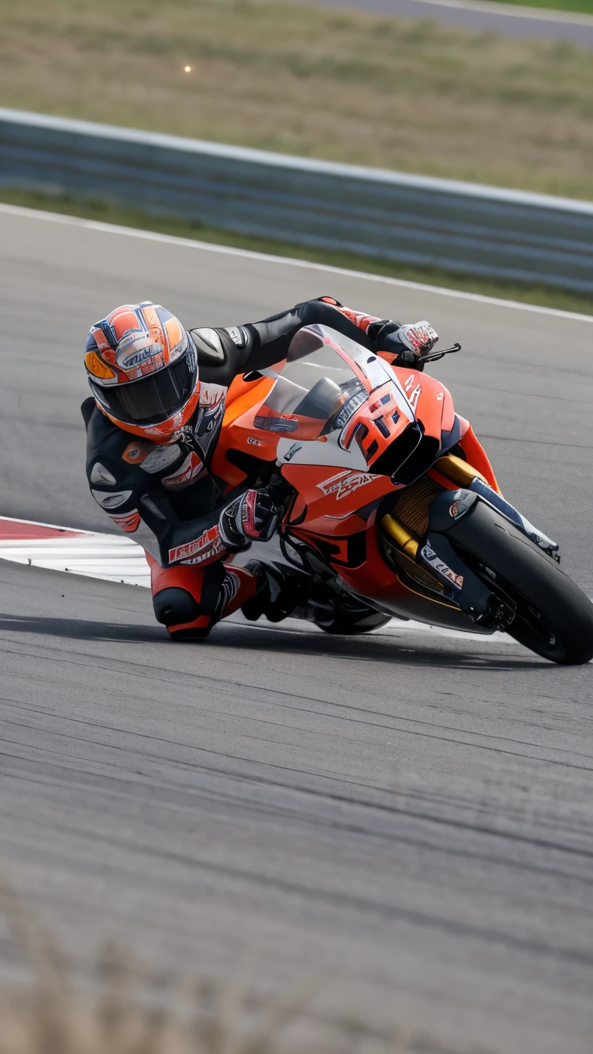 ((film grain, hips, light particles ,dust, Extreme camera angle)), boy, motorcycle racing outсо ответствовать, in a helmet, rushes at high speed along the highway, blur of surroundings, speed, clinging to the motorcycle, Sorvigolov, realistic, 8 K, Code photo, photo realistic, riding a Honda Repsol superbike,
