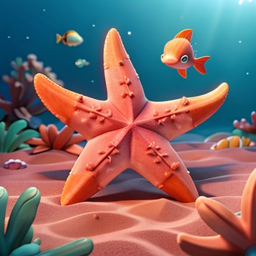 starfish playing with fish