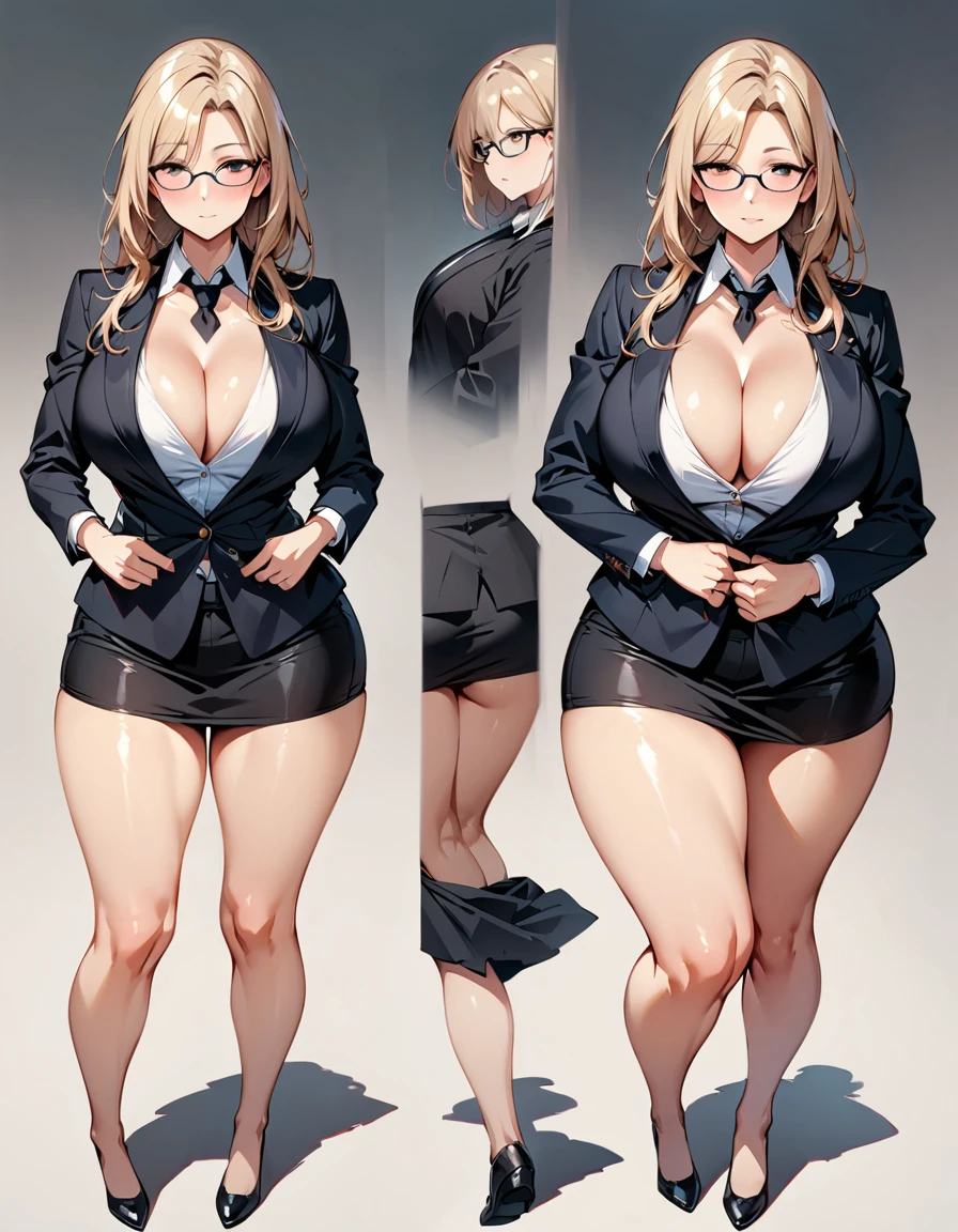 Mature beautiful woman,(Highest quality,Extremely detailed depiction,Incredibly absurd high resolution,Anatomically accurate depiction,Curvy Legs),(Glowing Skin,Shiny skin,),Cool female lawyer,suit,Tight Skirt,Lawyer Badge,Black tie,Glasses,Half-closed eyes:1.3,There is cleavage in the chest,Under trial,background:Under trialの法廷:1.3