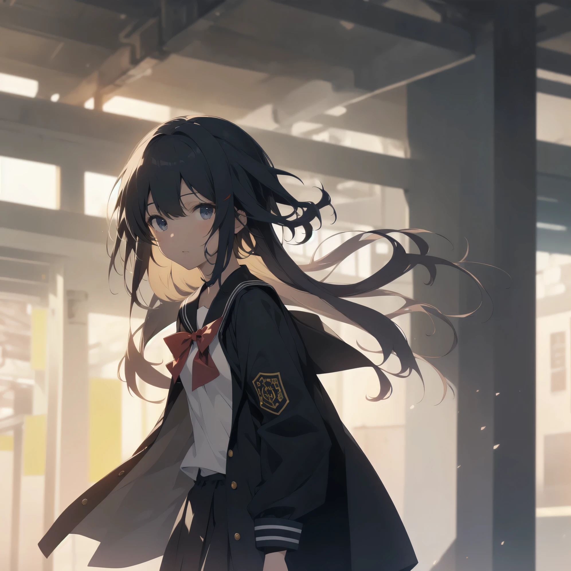 ultra-absurdres-Top quality by artist God, ultra-detailed, high resolution, anime moe artstyle, best anime 8k konachan wallpaper, pixiv contest winner, pool:2810, perfect anatomy,break, 1girl, (Please draw a girl walking sleepily to school alone. )break,(Solo,little female, -yeld:1.Full limbs, complete fingers,a junior hihort hair), short cut, flat chest, , small butt, small black eyes, beautiful detailed eyes, well-proportioned iris and pupils, expressive eyes, highres detailed hair, soft expression, salor school_uniform, sailor collar, serahuku, bow, pleated skirt,(Detailed Lighting), (Detailed background), in the School commute route. break,super detailed skin, Best cinematic lighting powered by famous artist, 8k,beauty illustration,photoshop_(medium),very aesthetic,break,((artist:anti_(untea9) )), artist:clamp ,artist:carnelian ,artist:kantoku ,