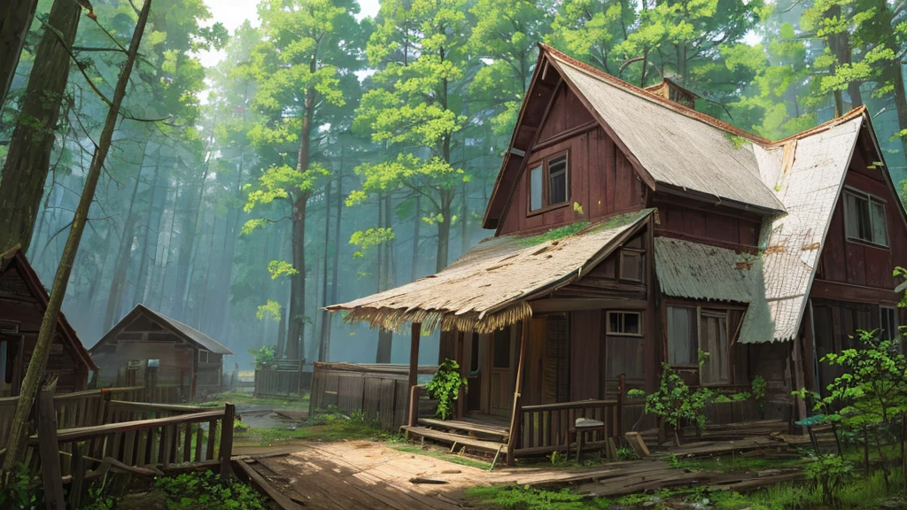 Abandoned village Wooden house Dilapidated In the forest
