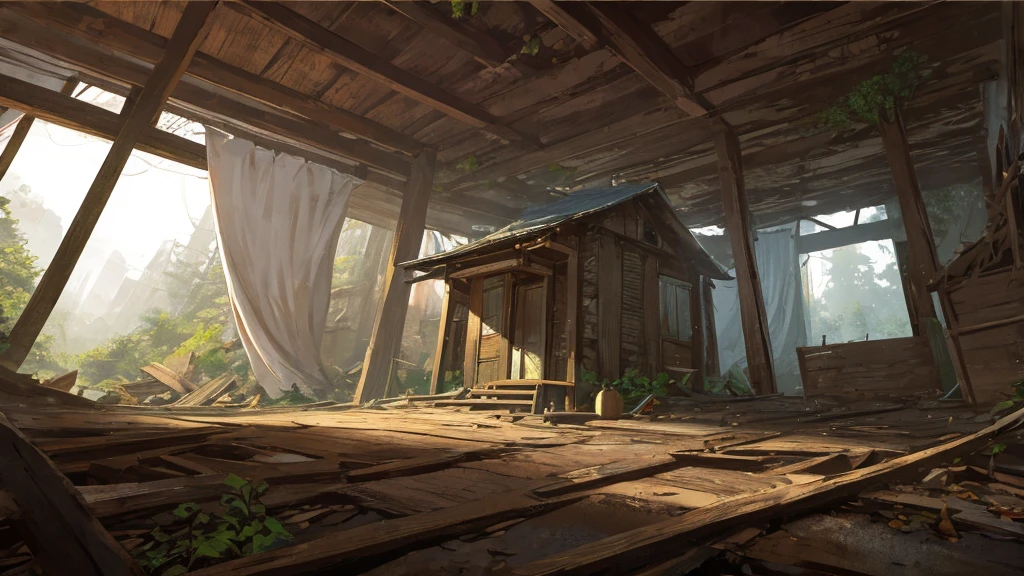 Abandoned village Wooden house Dilapidated In the forest