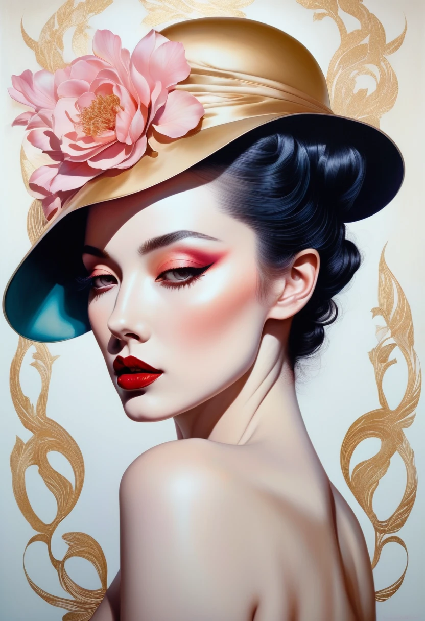 chiaroscuro technique on sensual illustration of an elegant woman, vintage ,silky eerie, matte painting, by Hannah Dale, by Harumi Hironaka, extremely soft colors, vibrant, pastel, highly detailed, digital artwork, high contrast, dramatic, refined, tonal, golden ratio
