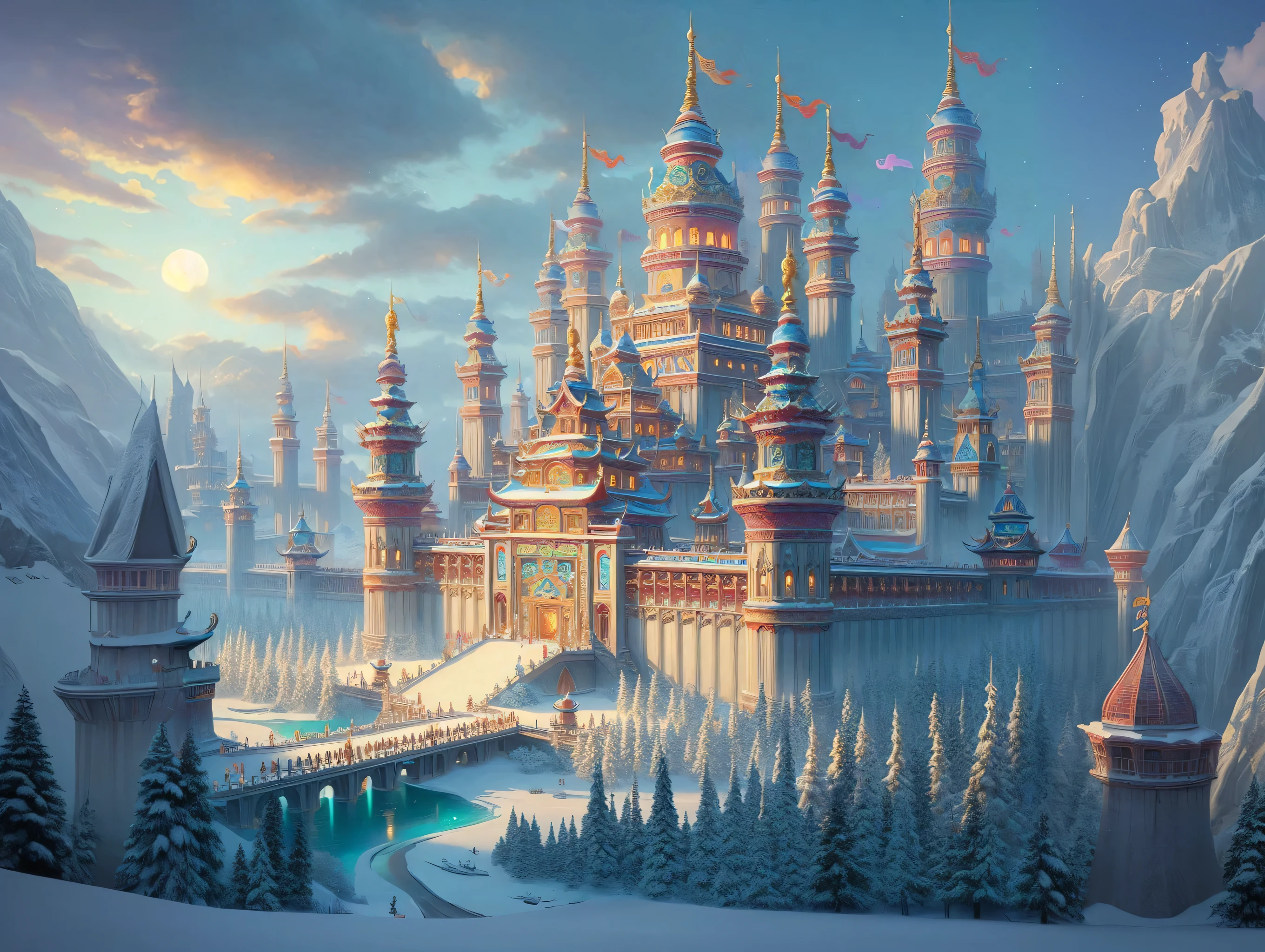 An anime-style snow palace