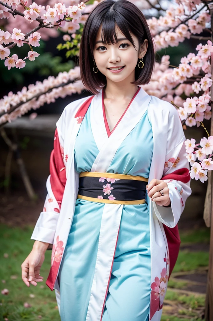 (Emo art:1.6),(8k, RAW Photos, Highest quality, masterpiece:1.3),(Realistic:1.25), High resolution, 超High resolution, dynamic,(colorful:1.35) , Light blooming effect,(Blurred Background), break 1 girl, alone,(Perfect Face:1.2),Representing a beautiful and elegant woman,(Very beautiful woman standing),(Wide Shot:1.2),Big Breasts ,Nipples 、((boobout:1.0)),Intricate details, Adorable, Vibrant, Playful, (Perfect hands, Fine hand, Perfect Eyes, Detailed eyes),(great joy:1.3),(Improve:1.2), (Sunburned skin:1.1),(Realistic Skin and Hair Texture, Beautiful in every detail & Gloss & significantly),(Short, straight amber hair:1.3),(Striped Hair),Long, narrow eyes, Nose face ,Beautifully protruding chin,(High nose),((Long Bangs:1.3)),((full opened pussy:1.0))Enchantingな, Decorated, Charm,Enchanting, Enchantingな, stylish, dizzying,(Healthy Body:1.2), break ((Fancy costumes:1.6),(Traditional kimono with colorful and shiny luxury Japan:1.4),(Luxury Japanese kimono:1.4,Pale-colored Japanese kimono ,Detailed embroidery:1.4)),(Cherry blossom earrings and necklaces、As a hair accessory:1.3),break (Wind:1.4),Browsing Caution:1.0,(Scattering cherry blossoms:1.6),(Cherry blossom trees),(Cherry blossom petals fluttering, SakuraFubuki),(Highly detailed scene background), Blur the background,Mix 4,