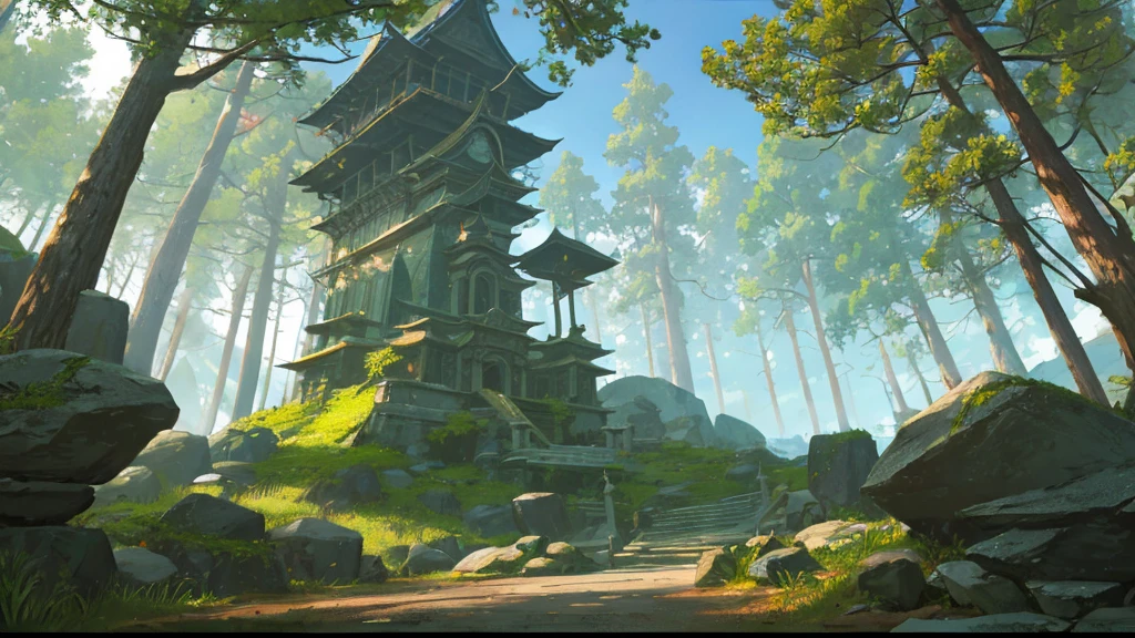 Stone cliff in the forest