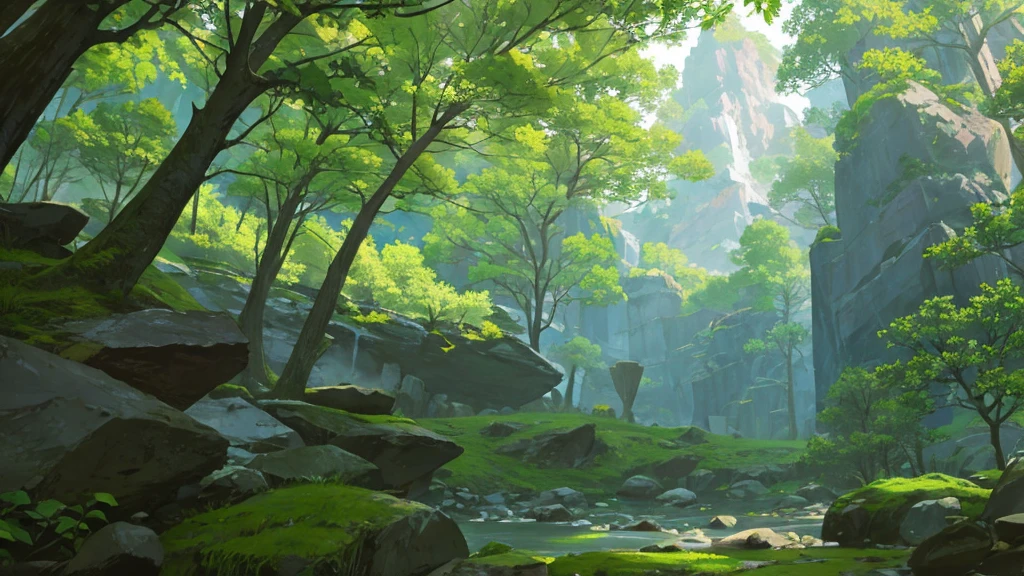 Stone cliff in the forest
