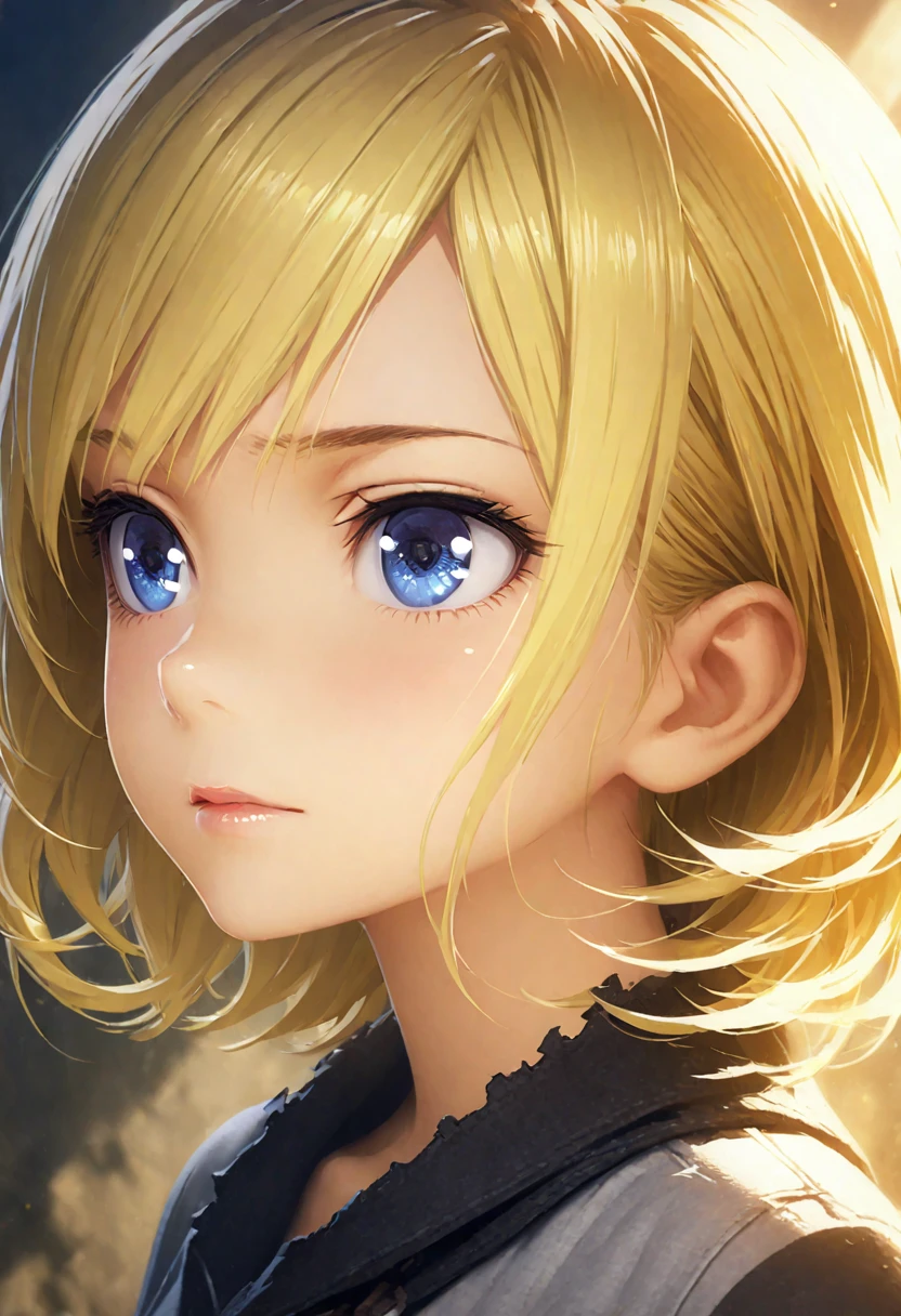 girls profile picture, portrait:1.2, Practical, blue eyes, Blonde hair, Mid-chest, 4K resolution, High quality CG, Beautiful CG, Soft Light, Octane Rendering