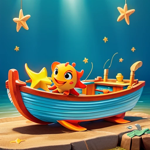 fishing boat with starfish and fish singing and dancing written Floripa-SC Brazil